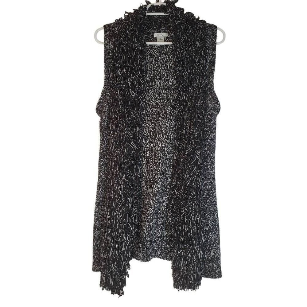 Cache Marled Sleeveless Loop Knit Cardigan Sweater Vest Marl Oreo Medium